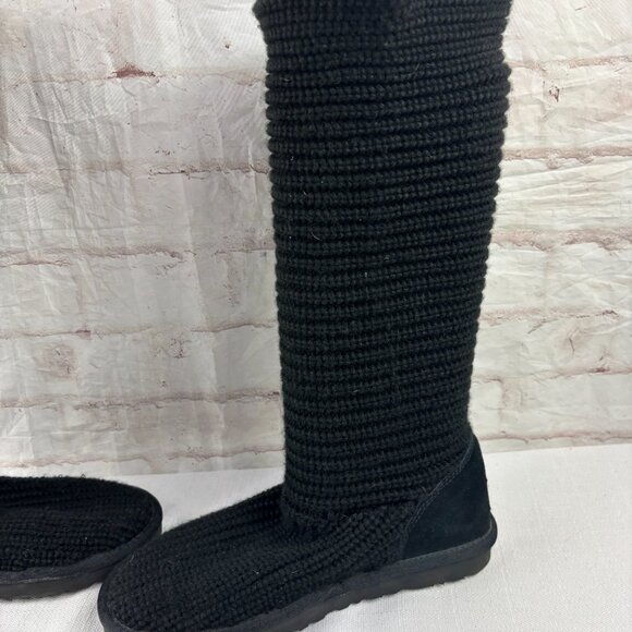 UGG Women's 10 Black Cardy Tall Sweater Knit Wool Blend Boots - Picture 10 of 12